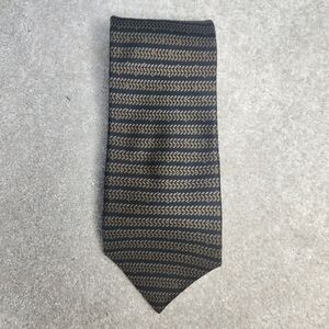 DKNY 100% Silk Black and Gold Patterned Tie